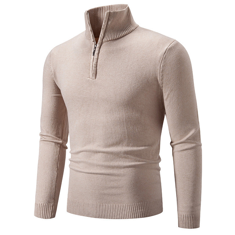 2023 Men's Plus Size Fleece Zip Mock Neck Sweater